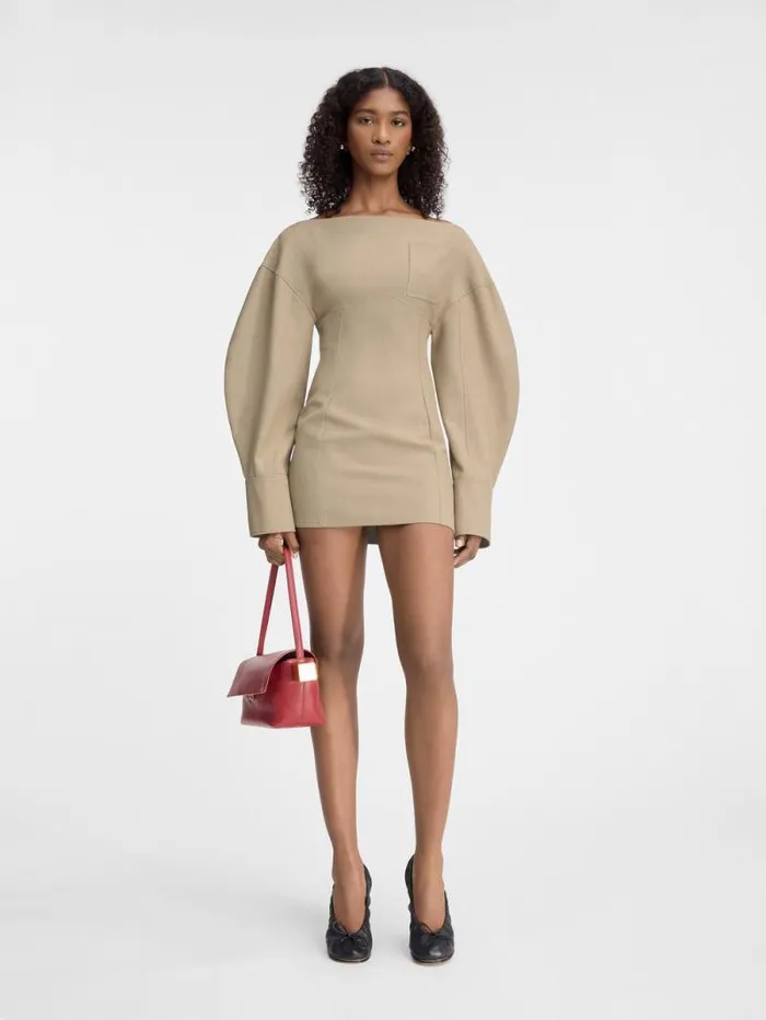 JACQUEMUS The Casaco Shirt Dress Beige Women Dresses and Skirts