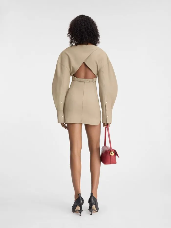 JACQUEMUS The Casaco Shirt Dress Beige Women Dresses and Skirts JACQUEMUS The Casaco Shirt Dress Beige Women Dresses and Skirts