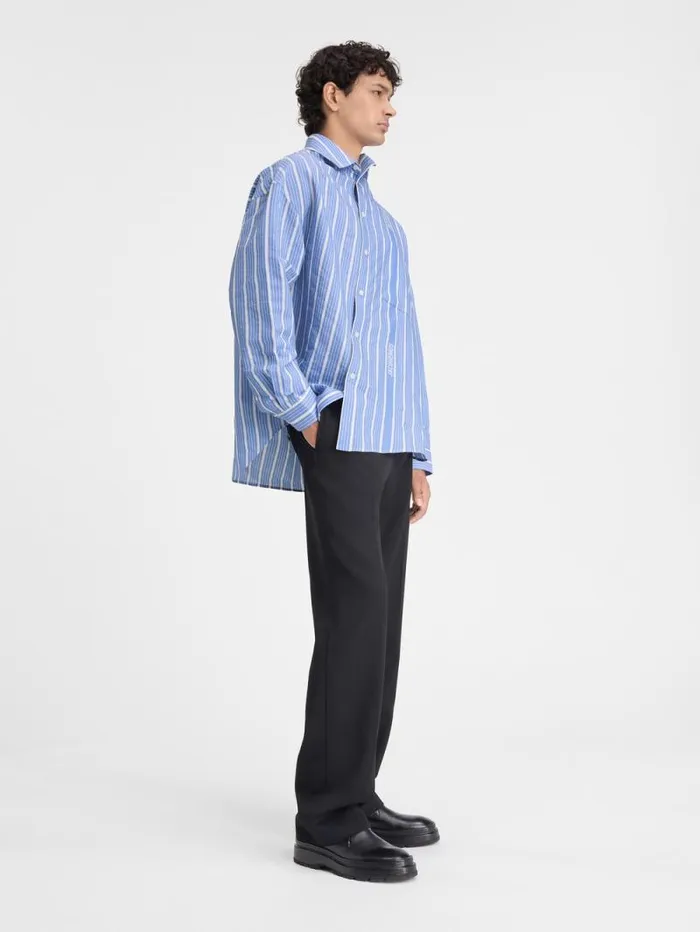 JACQUEMUS The Cuadro Shirt Jacquard Bluewhite Men Shirts