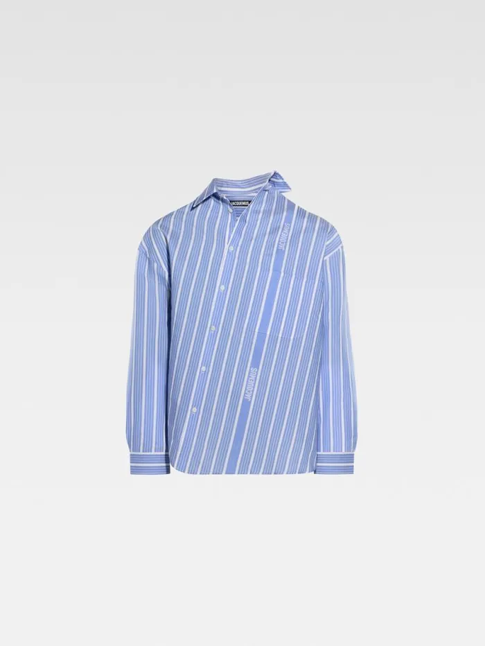 JACQUEMUS The Cuadro Shirt Jacquard Bluewhite Men Shirts
