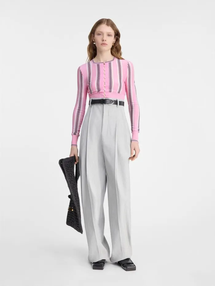 JACQUEMUS The Curzio Highwaisted Pants Light Grey Women Trousers and Shorts