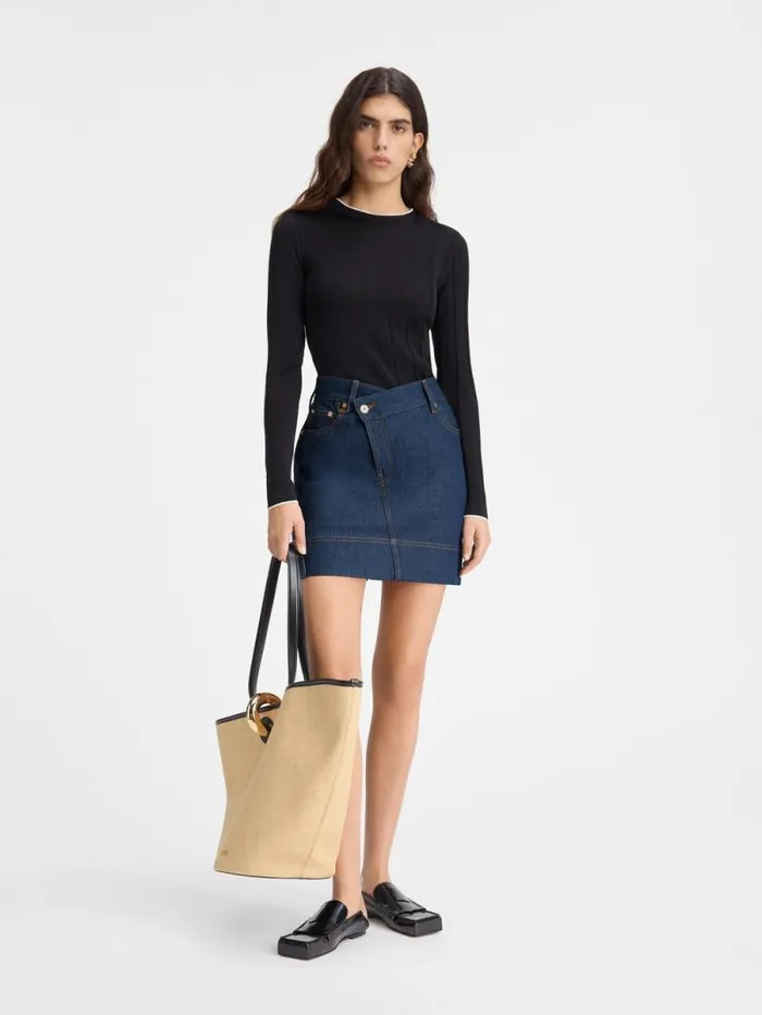 JACQUEMUS The DeNmes Denim Mini Skirt Navy Tabac Women Dresses and Skirts