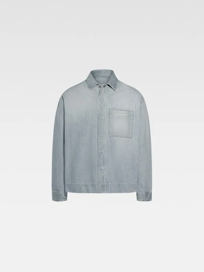 JACQUEMUS The DeNmes Denim Shirt Grey Offwhite Men Shirts JACQUEMUS The DeNmes Denim Shirt Grey Offwhite Men Shirts