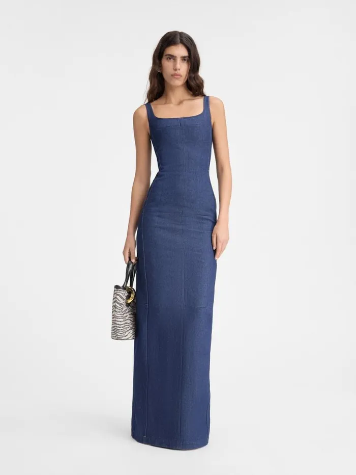 JACQUEMUS The DeNmes Spoglio Denim Dress Navy Women Dresses and Skirts