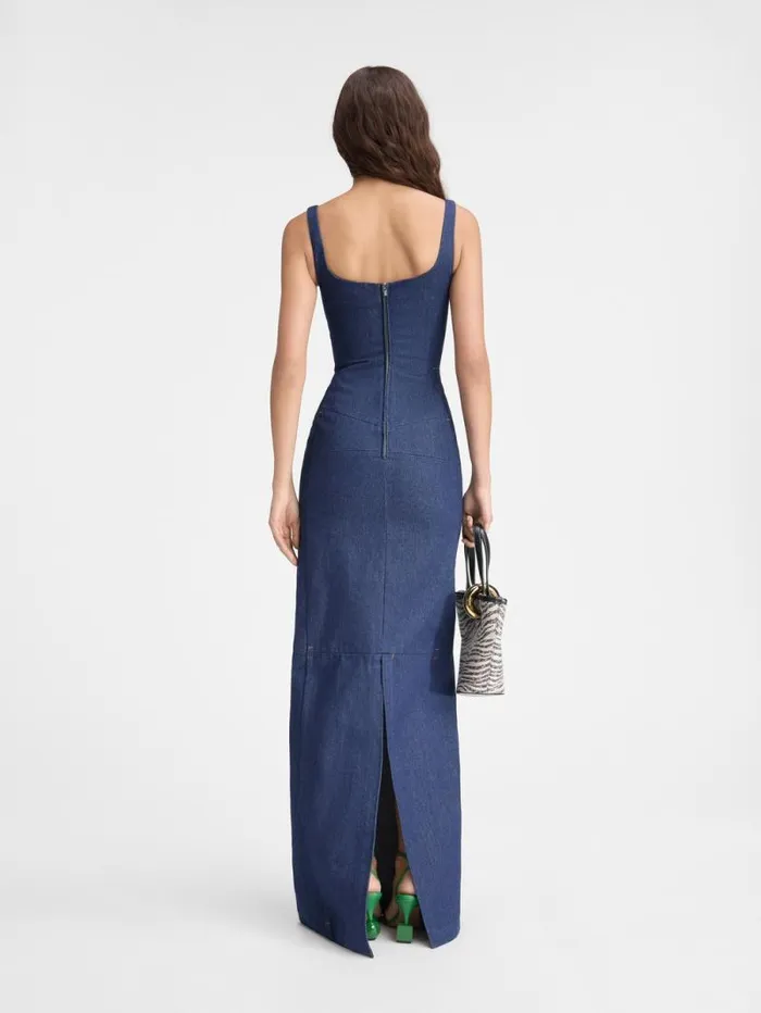 JACQUEMUS The DeNmes Spoglio Denim Dress Navy Women Dresses and Skirts
