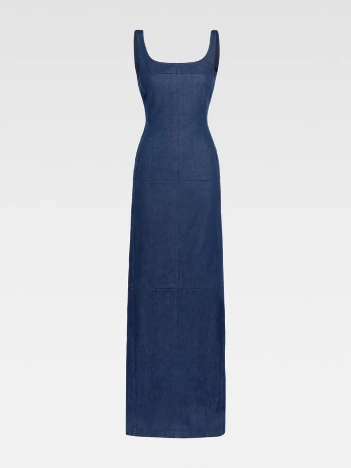JACQUEMUS The DeNmes Spoglio Denim Dress Navy Women Dresses and Skirts
