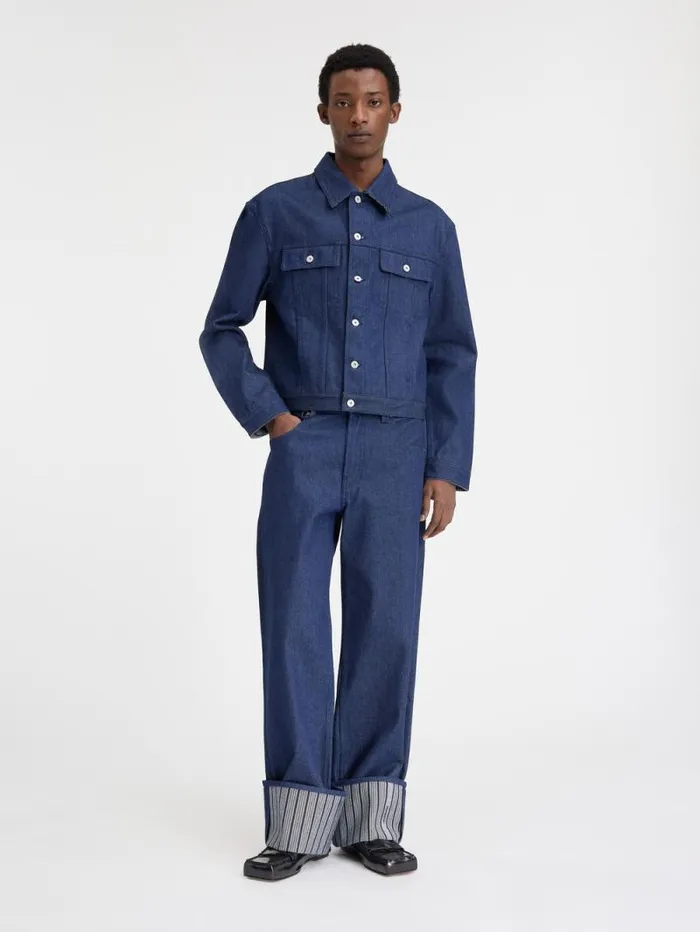 JACQUEMUS The Denim DeNmes Jacket Navy Navy Stripes Men Denim