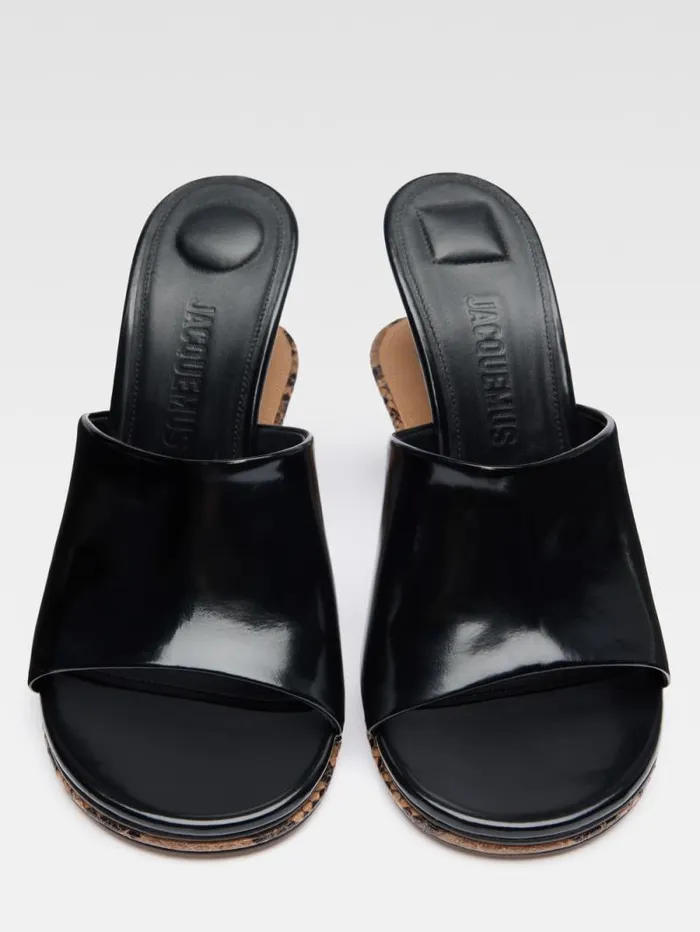 JACQUEMUS The Double Mules Black Light Brown Women Shoes