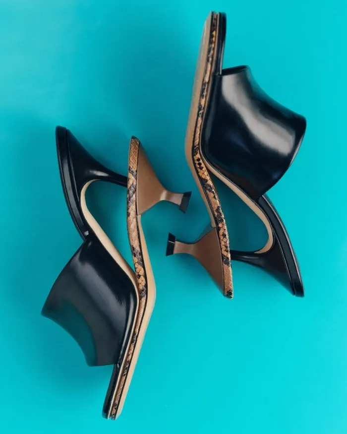 JACQUEMUS The Double Mules Black Light Brown Women Shoes