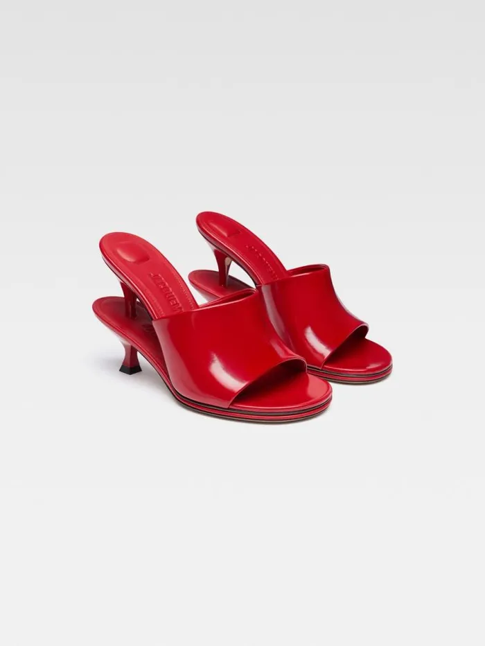 JACQUEMUS The Double Mules Red Women Shoes JACQUEMUS The Double Mules Red Women Shoes