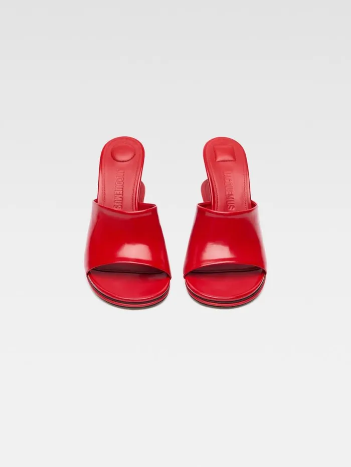 JACQUEMUS The Double Mules Red Women Shoes JACQUEMUS The Double Mules Red Women Shoes