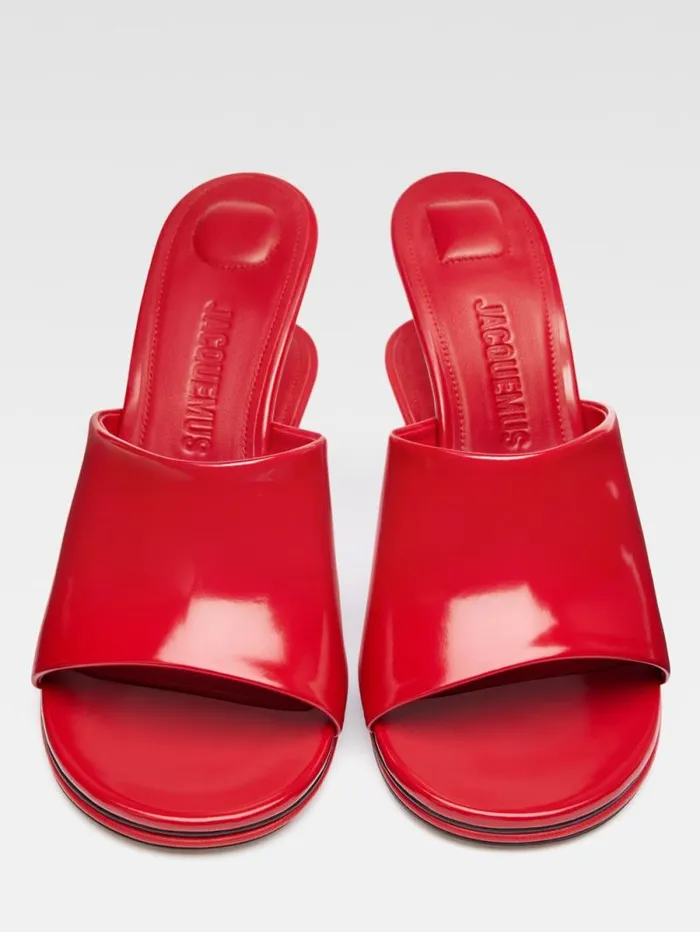 JACQUEMUS The Double Mules Red Women Shoes JACQUEMUS The Double Mules Red Women Shoes