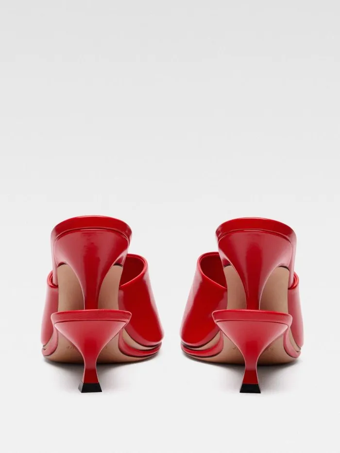 JACQUEMUS The Double Mules Red Women Shoes JACQUEMUS The Double Mules Red Women Shoes