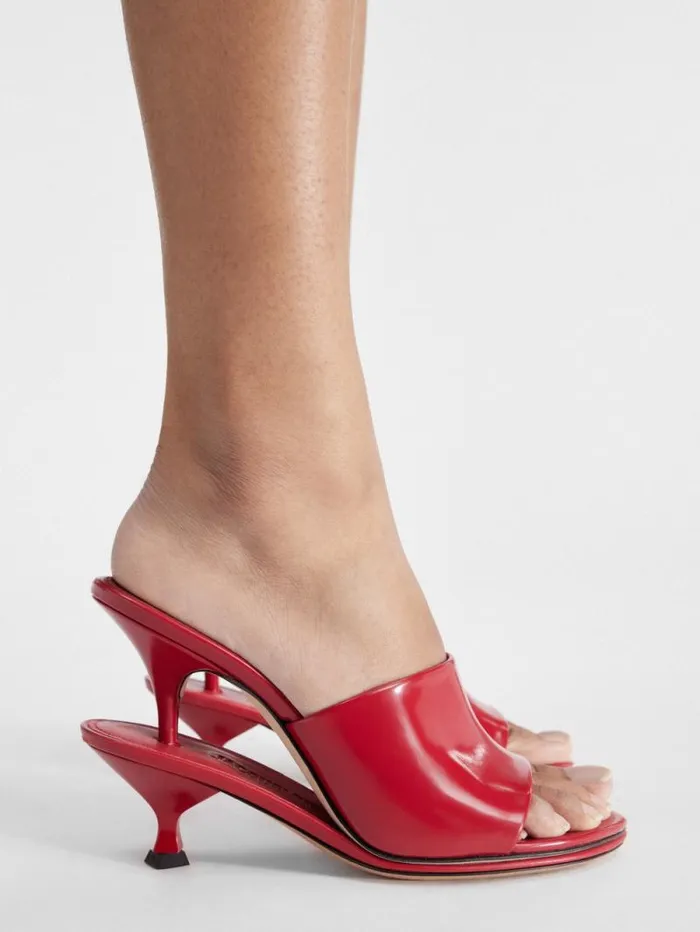 JACQUEMUS The Double Mules Red Women Shoes JACQUEMUS The Double Mules Red Women Shoes