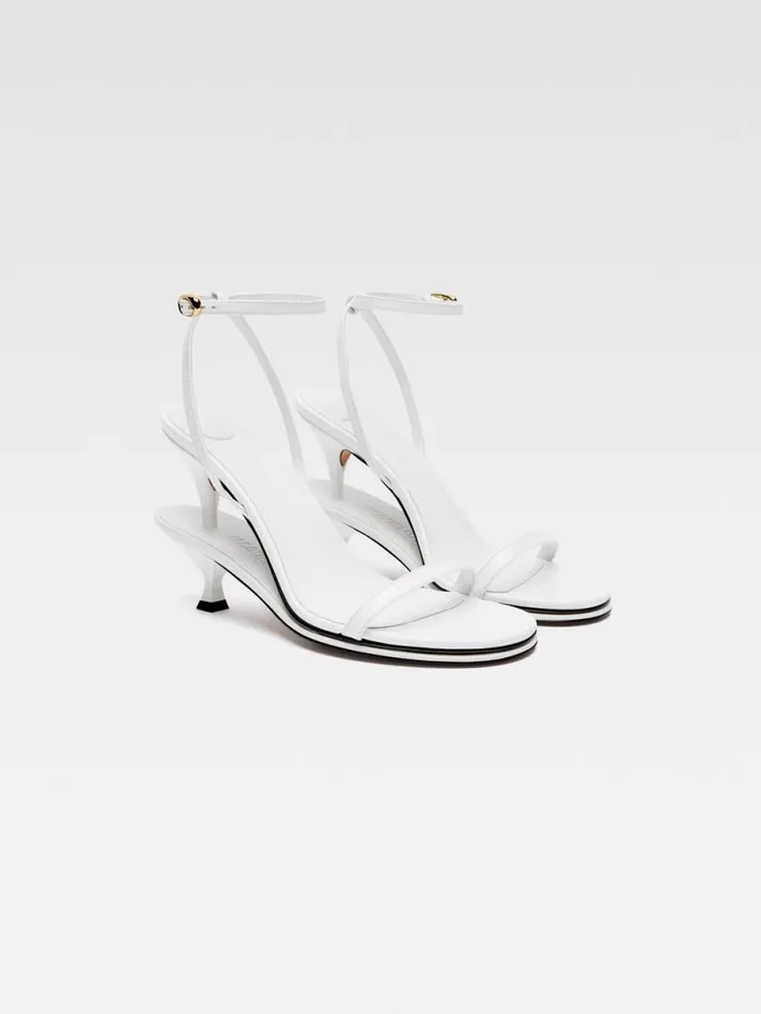 JACQUEMUS The Double Sandals White Women Shoes JACQUEMUS The Double Sandals White Women Shoes