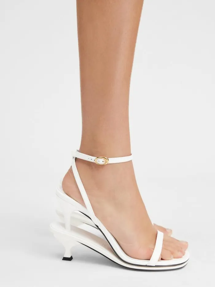 JACQUEMUS The Double Sandals White Women Shoes JACQUEMUS The Double Sandals White Women Shoes