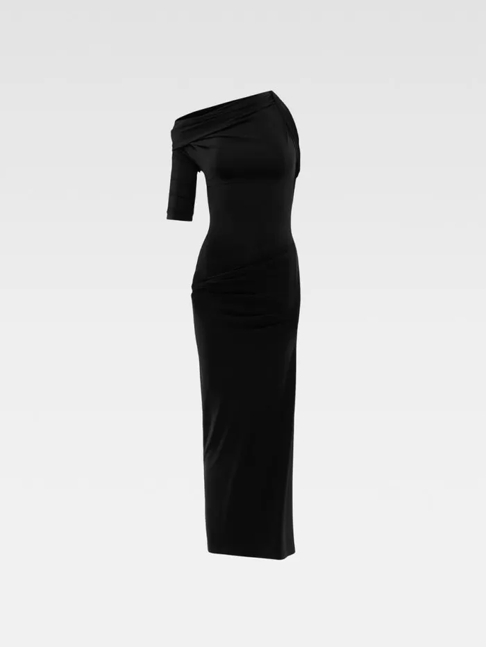 JACQUEMUS The Drapeado Dress Black Women Dresses and Skirts JACQUEMUS The Drapeado Dress Black Women Dresses and Skirts