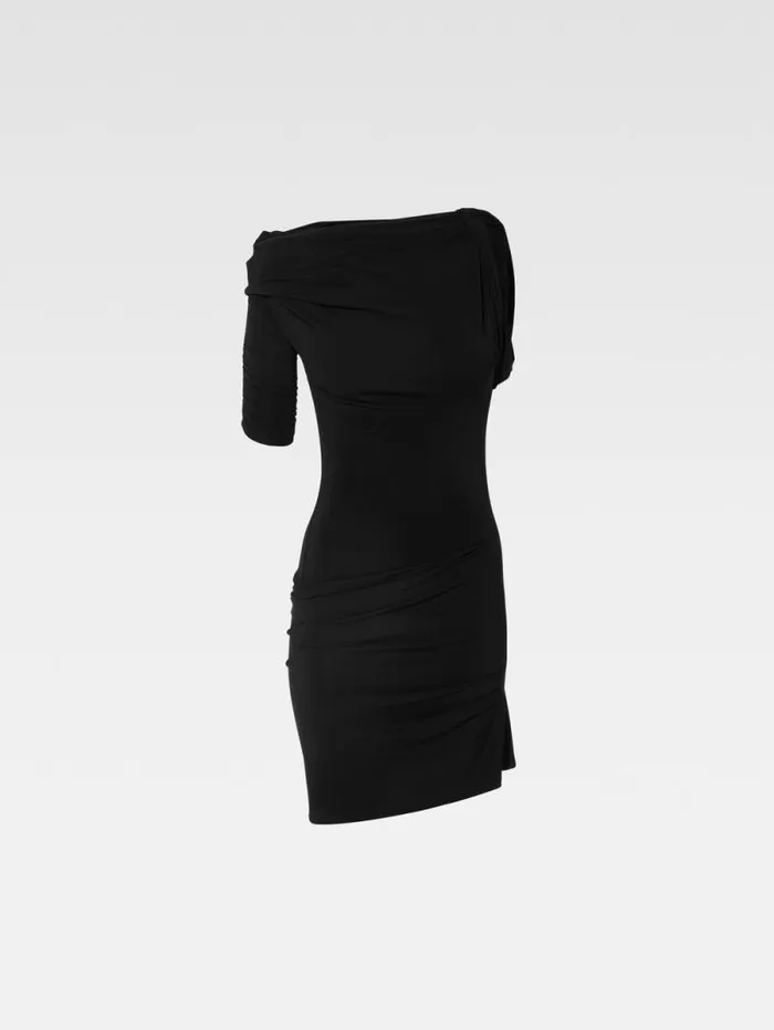 JACQUEMUS The Drapeado Mini Dress Black Women Dresses and Skirts JACQUEMUS The Drapeado Mini Dress Black Women Dresses and Skirts