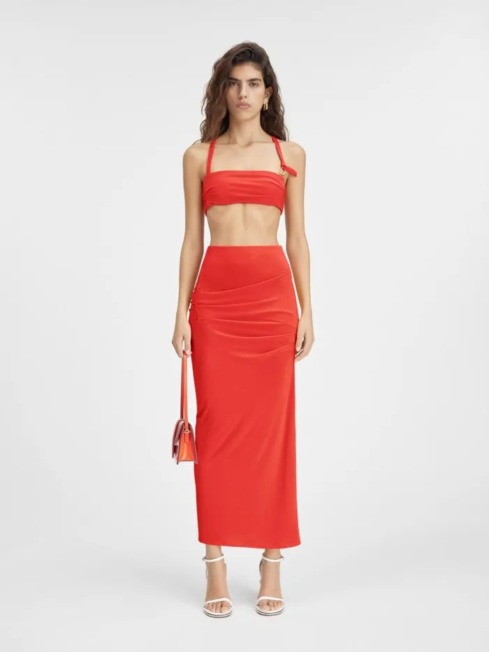 JACQUEMUS The Drapeado Skirt Orange Women Dresses and Skirts
