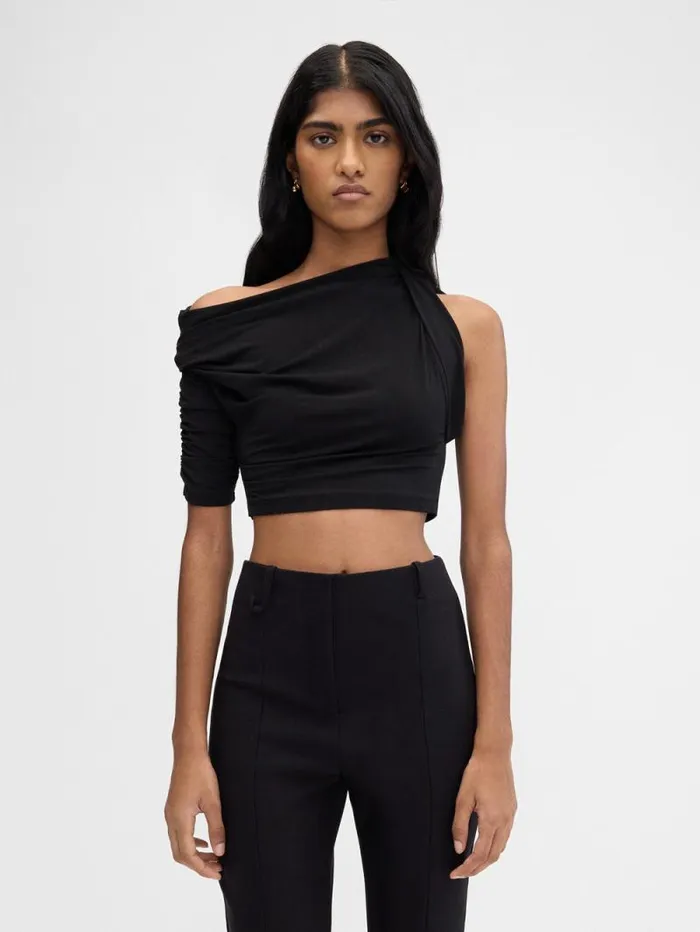 JACQUEMUS The Drapeado Top Black Women Tops and Shirts