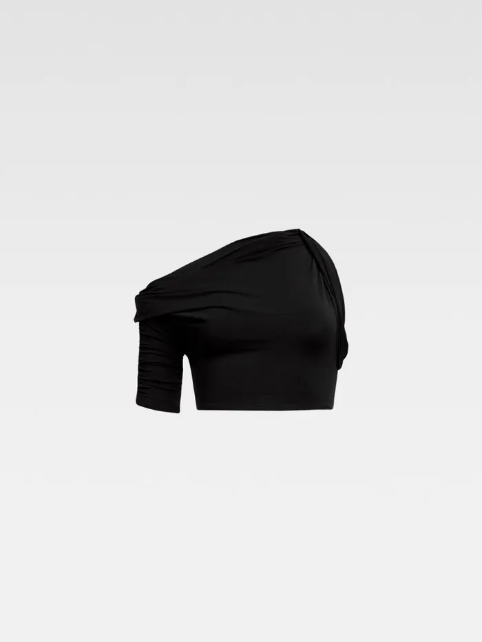 JACQUEMUS The Drapeado Top Black Women Tops and Shirts JACQUEMUS The Drapeado Top Black Women Tops and Shirts