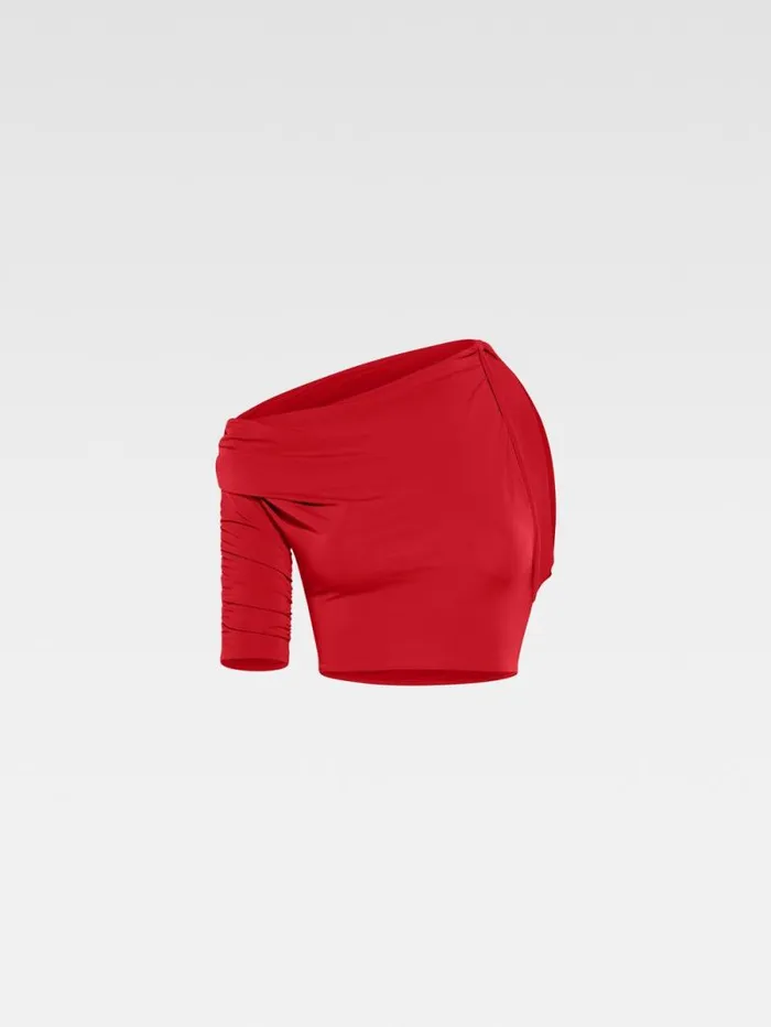 JACQUEMUS The Drapeado Top Dark Red Women Tops and Shirts JACQUEMUS The Drapeado Top Dark Red Women Tops and Shirts