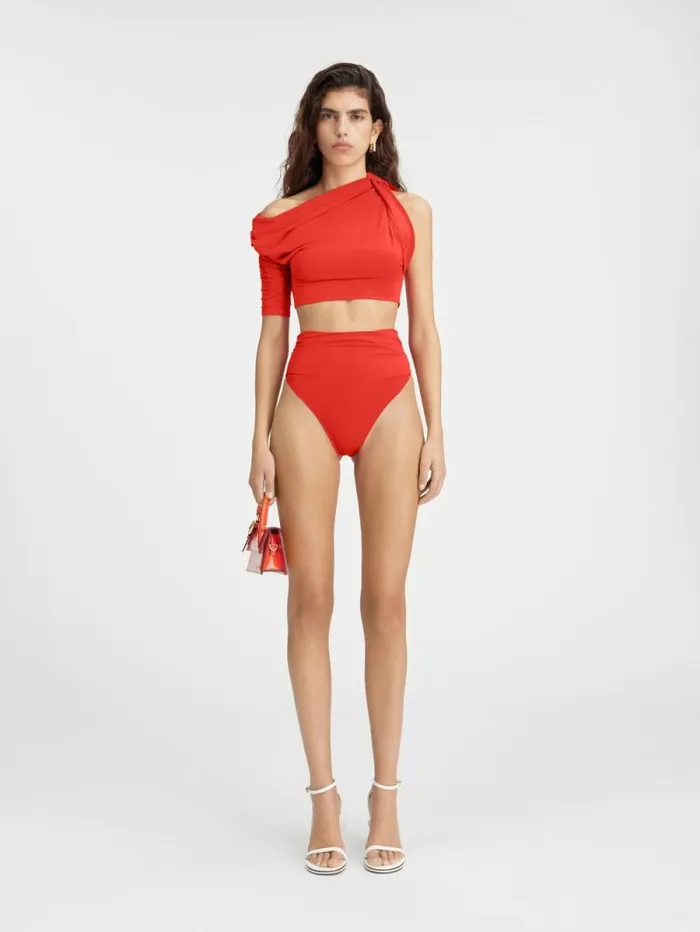 JACQUEMUS The Drapeado Top Orange Women Tops and Shirts