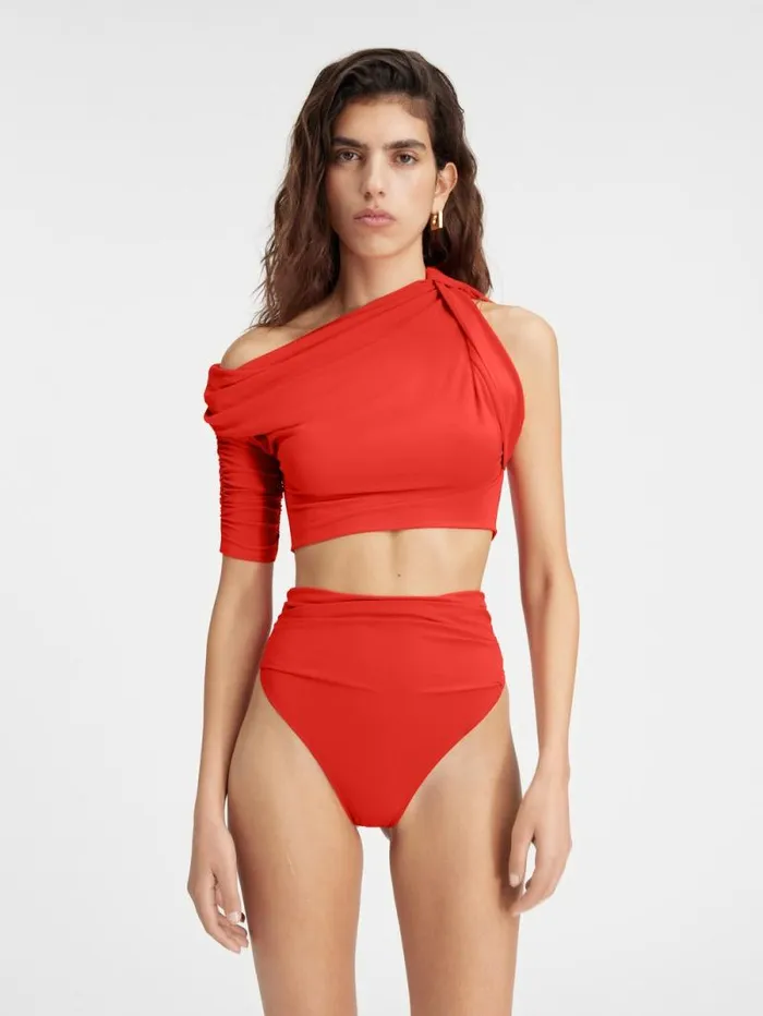 JACQUEMUS The Drapeado Top Orange Women Tops and Shirts JACQUEMUS The Drapeado Top Orange Women Tops and Shirts