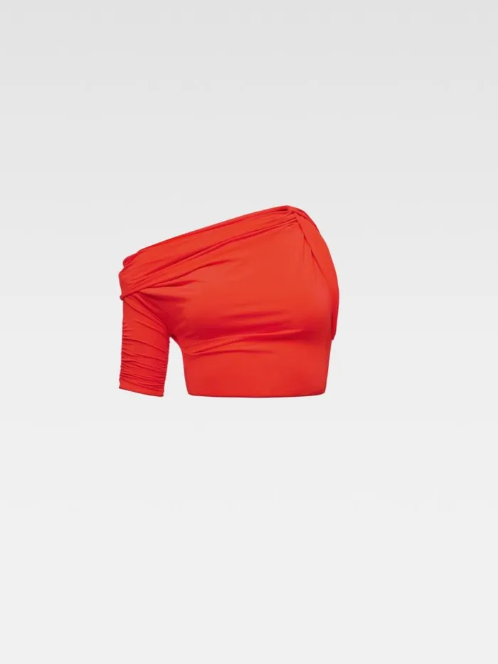 JACQUEMUS The Drapeado Top Orange Women Tops and Shirts JACQUEMUS The Drapeado Top Orange Women Tops and Shirts