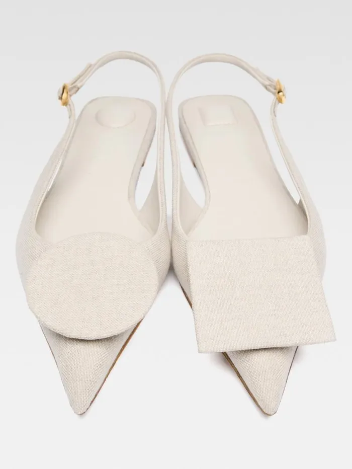 JACQUEMUS The Flat Duelo Slingbacks Light Greige Women Shoes JACQUEMUS The Flat Duelo Slingbacks Light Greige Women Shoes