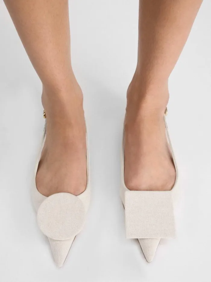JACQUEMUS The Flat Duelo Slingbacks Light Greige Women Shoes JACQUEMUS The Flat Duelo Slingbacks Light Greige Women Shoes