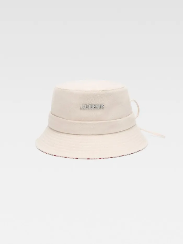 JACQUEMUS The Gadjo Bucket Hat Offwhite Red Stripes WomenMen Hats