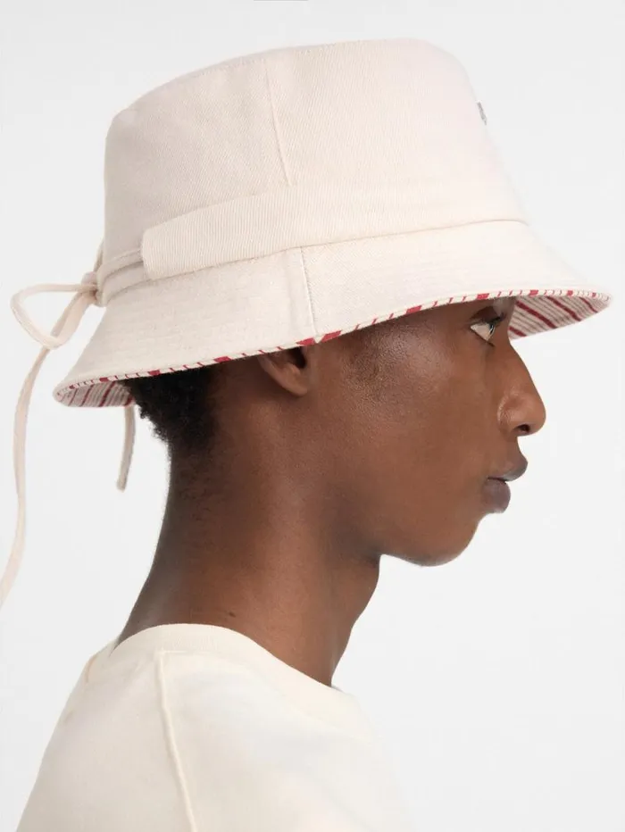 JACQUEMUS The Gadjo Bucket Hat Offwhite Red Stripes WomenMen Hats JACQUEMUS The Gadjo Bucket Hat Offwhite Red Stripes WomenMen Hats
