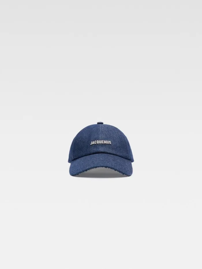 JACQUEMUS The Gadjo Cap Navy Navy Stripes WomenMen Hats