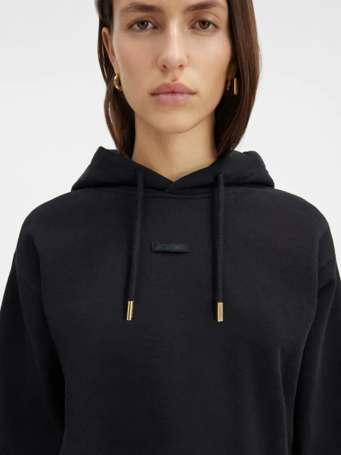 JACQUEMUS The Gros Grain Hoodie Black Women Sweatshirts and Joggings JACQUEMUS The Gros Grain Hoodie Black Women Sweatshirts and Joggings
