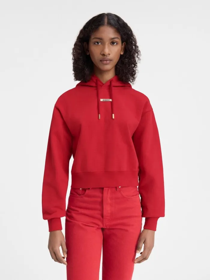 JACQUEMUS The Gros Grain Hoodie Dark Red Women Sweatshirts and Joggings