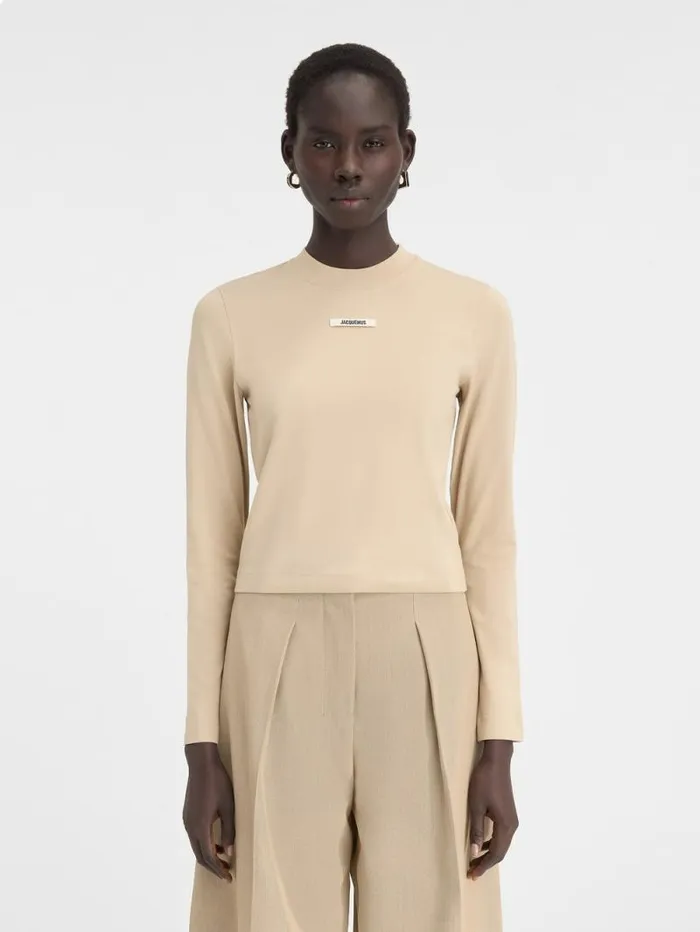 JACQUEMUS The Gros Grain Longsleeve Tshirt Beige Women Tshirts