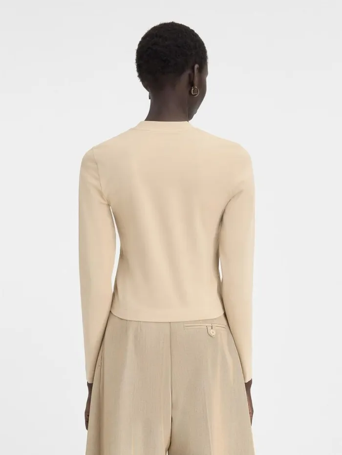 JACQUEMUS The Gros Grain Longsleeve Tshirt Beige Women Tshirts