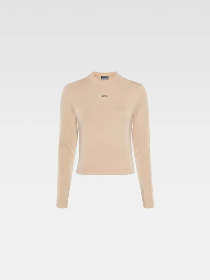 JACQUEMUS The Gros Grain Longsleeve Tshirt Beige Women Tshirts