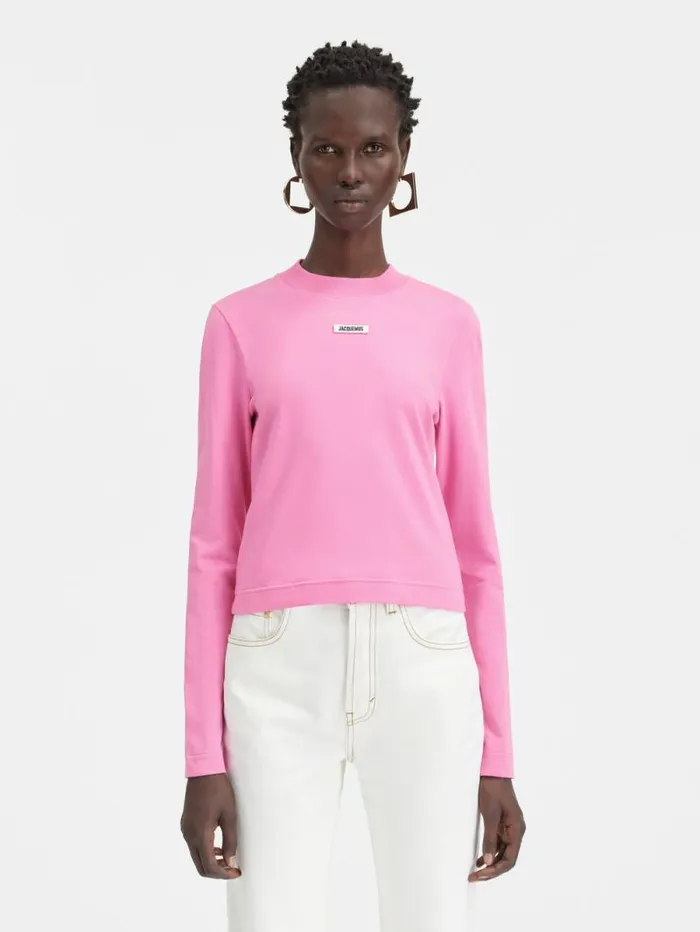 JACQUEMUS The Gros Grain Longsleeve Tshirt Pink Women Tshirts