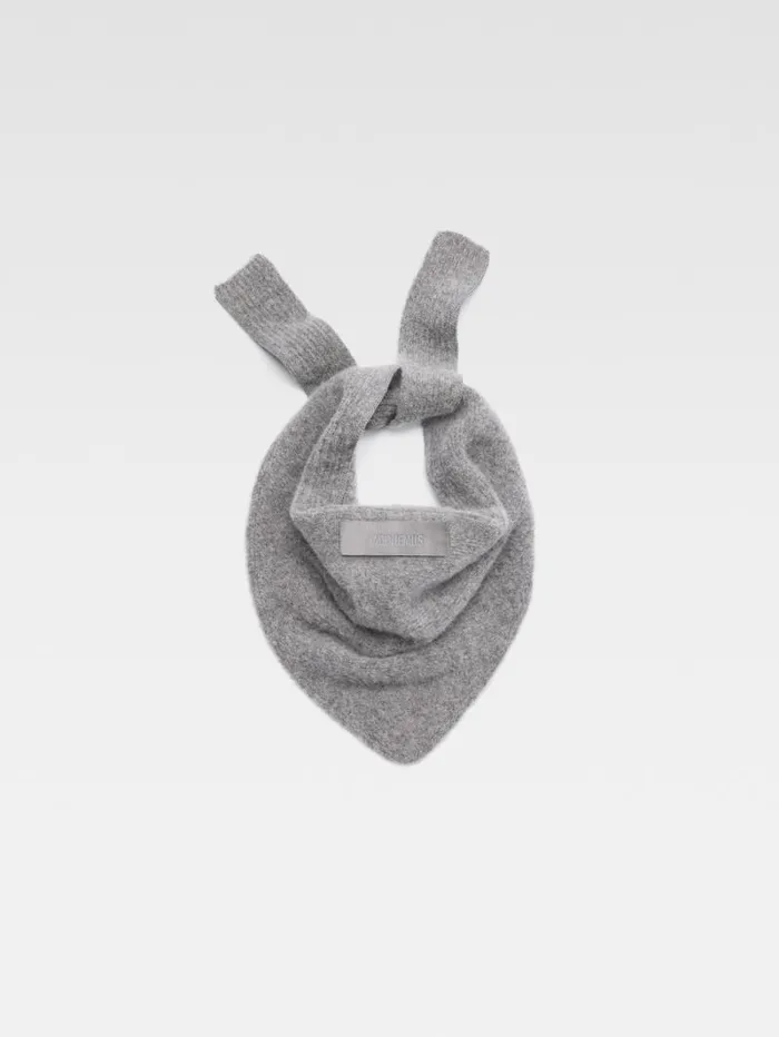 JACQUEMUS The Gros Grain Shawl Dark Grey WomenMen Scarves Beanies and Gloves