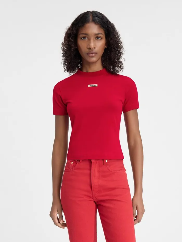 JACQUEMUS The Gros Grain Tshirt Dark Red Women Tshirts