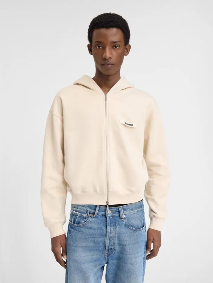 JACQUEMUS The Gros Grain Zipped Hoodie Beige WomenMen Sweatshirts and Joggings