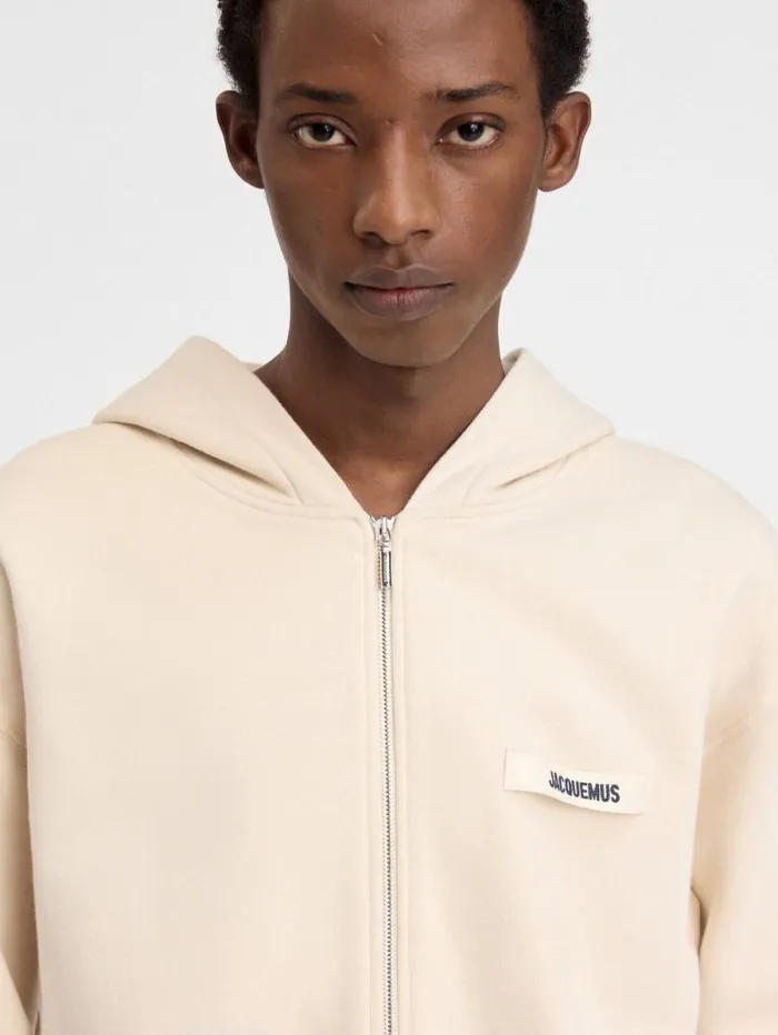 JACQUEMUS The Gros Grain Zipped Hoodie Beige WomenMen Sweatshirts and Joggings JACQUEMUS The Gros Grain Zipped Hoodie Beige WomenMen Sweatshirts and Joggings