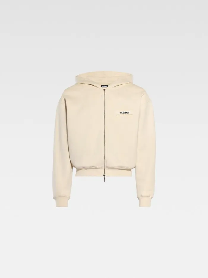 JACQUEMUS The Gros Grain Zipped Hoodie Beige WomenMen Sweatshirts and Joggings JACQUEMUS The Gros Grain Zipped Hoodie Beige WomenMen Sweatshirts and Joggings