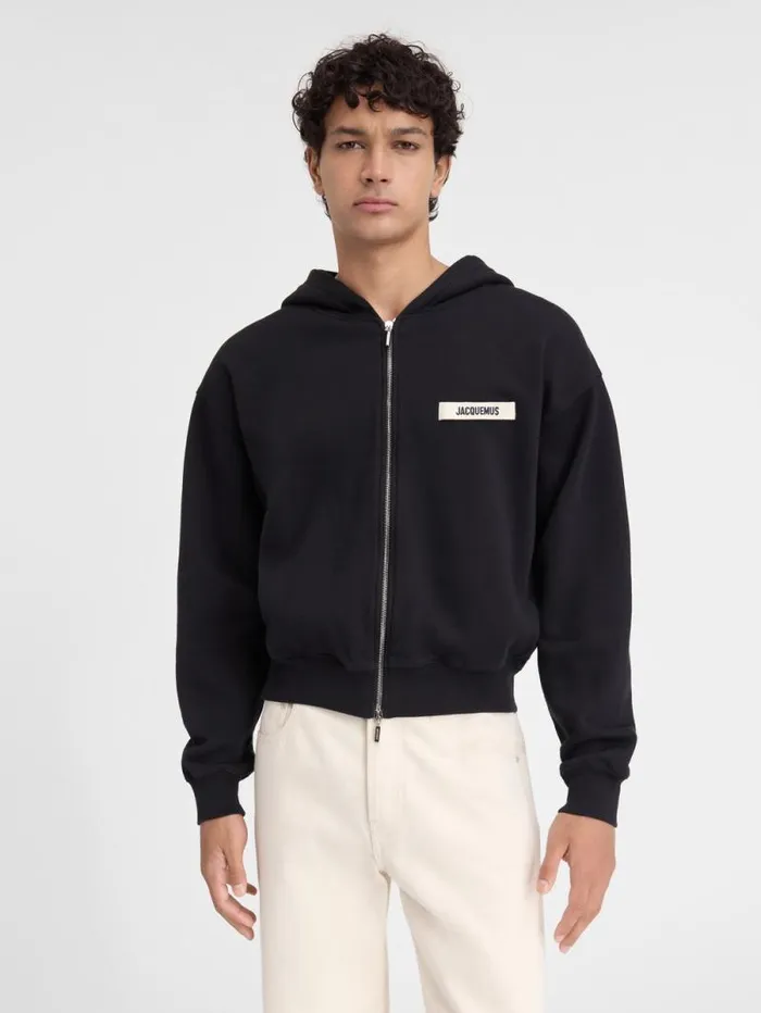 JACQUEMUS The Gros Grain Zipped Hoodie Black WomenMen Sweatshirts and Joggings