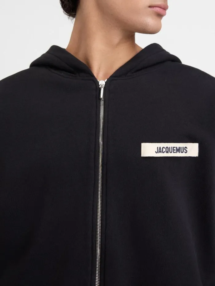 JACQUEMUS The Gros Grain Zipped Hoodie Black WomenMen Sweatshirts and Joggings JACQUEMUS The Gros Grain Zipped Hoodie Black WomenMen Sweatshirts and Joggings