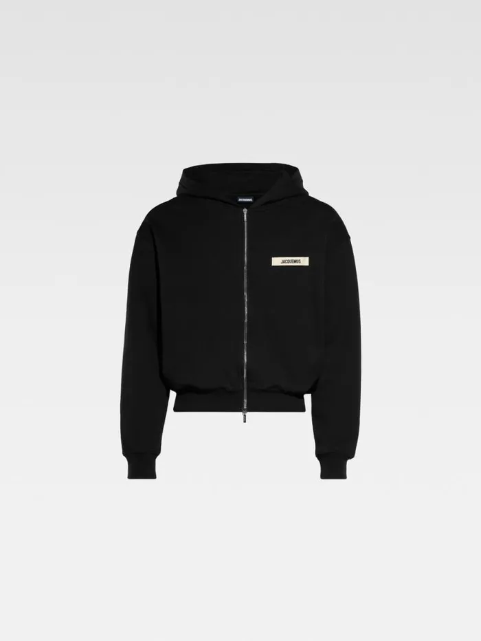 JACQUEMUS The Gros Grain Zipped Hoodie Black WomenMen Sweatshirts and Joggings JACQUEMUS The Gros Grain Zipped Hoodie Black WomenMen Sweatshirts and Joggings