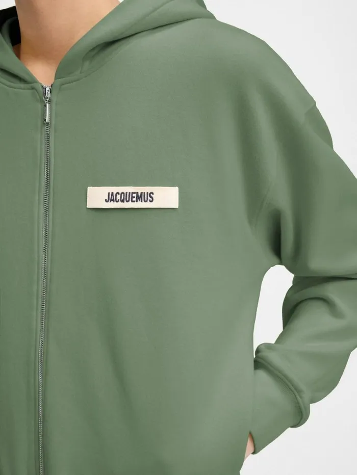 JACQUEMUS The Gros Grain Zipped Hoodie Light Green WomenMen Sweatshirts and Joggings JACQUEMUS The Gros Grain Zipped Hoodie Light Green WomenMen Sweatshirts and Joggings