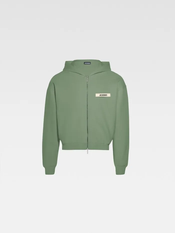 JACQUEMUS The Gros Grain Zipped Hoodie Light Green WomenMen Sweatshirts and Joggings JACQUEMUS The Gros Grain Zipped Hoodie Light Green WomenMen Sweatshirts and Joggings